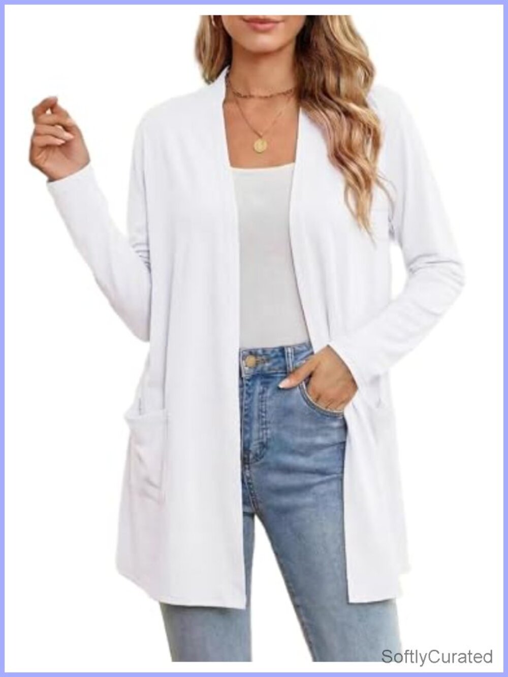 Open Front Long Sleeve Drape Kimono Cardigan Sweater with Pockets